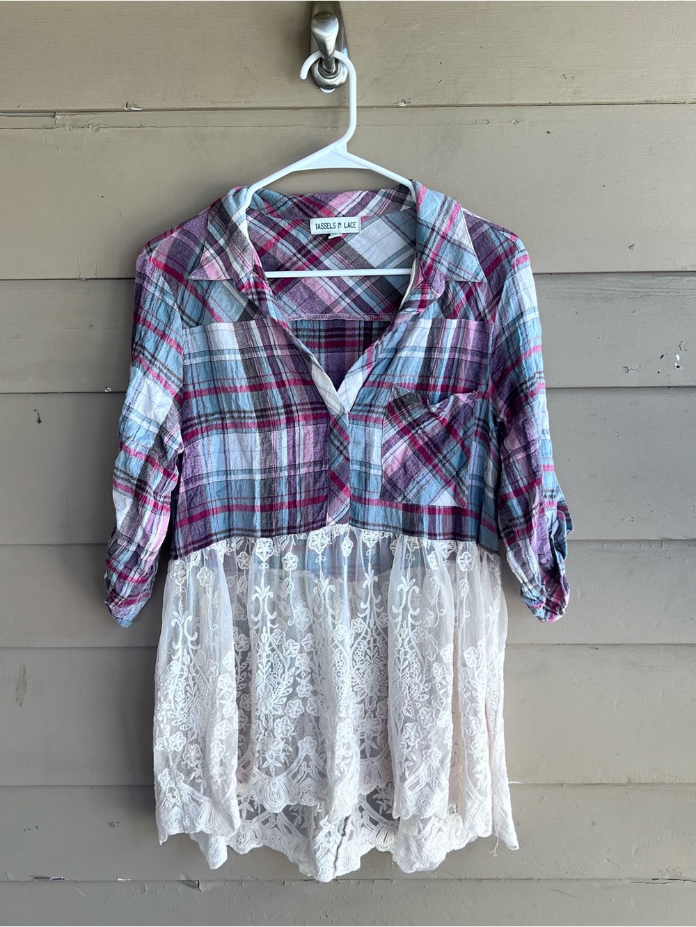 Tassels N Lace Boho Tunic Top Size S